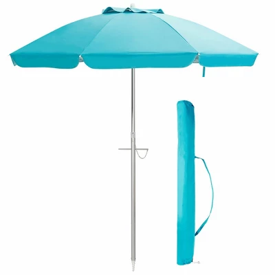 Costway 6.5FT Patio Beach Umbrella Sun Shade Tilt W/Carry Bag Blue 1 Costway 6.5FT Patio Beach Umbrella Sun Shade Tilt W/Carry Bag Blue
