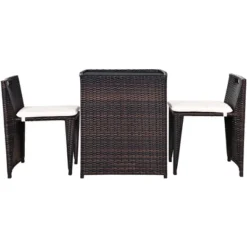Costway 3PCS Outdoor Patio Rattan Furniture Set Space Saving Garden Deck W/Cushion No Assembly -Outdoor Deals Garden Store GUEST b423d6a1 fea1 4e2c 87fa d0eb1ae1f819