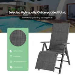 Costway Outdoor Foldable Reclining Padded Chair Aluminum Frame Adjustable -Outdoor Deals Garden Store GUEST b49ede1c f3dd 4126 b03f 2aea790948d7