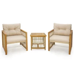 Costway 3PCS Patio PE Wicker Conversation Set Acacia Wood Frame WithSeat & Back Cushions 13 Costway 3PCS Patio PE Wicker Conversation Set Acacia Wood Frame WithSeat & Back Cushions -Outdoor Deals Garden Store GUEST b585025b e0c2 49a2 b7ca 57ded3051131