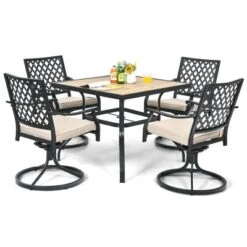 Costway Patio Square Dining Table Metal Bistro Table Garden Poolside Backyard -Outdoor Deals Garden Store GUEST b5f5bb76 ef6f 4cea b3a0 1c6aa5509a0b