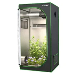 Costway 32''x32''x63''Mylar Hydroponic Grow Tent W/Observation Window & Floor Tray GrayBlack -Outdoor Deals Garden Store GUEST b69d91f3 5d2b 4464 8616 cf4bd9bb0ffe