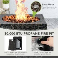 Costway 16'' Square Outdoor Propane Fire Pit W/Lava Rocks Waterproof Cover 30,000 BTU 14 Costway 16'' Square Outdoor Propane Fire Pit W/Lava Rocks Waterproof Cover 30,000 BTU -Outdoor Deals Garden Store GUEST b6d284ce 11e7 4beb b4f3 91c112432394