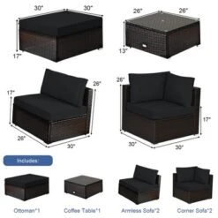 Costway 6PCS Outdoor Patio Rattan Furniture Set Cushioned Sectional Sofa NavyBlackTurquoise -Outdoor Deals Garden Store GUEST b6facef9 d194 493a 85e8 eb1f7a781f8c