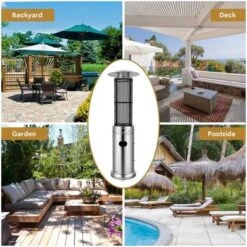 Costway 34000 BTU Patio Heaters Stainless Steel Round Propane Glass Tube Flame W/Wheels -Outdoor Deals Garden Store GUEST b6fdf75c 27e0 4326 b4e8 e88e4abefa05