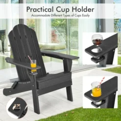 Costway HDPE Patio Folding Adirondack Chair Ottoman Set Footrest All-Weather -Outdoor Deals Garden Store GUEST b747af0f 09a8 40d6 a38d 0d5c440ee6fe