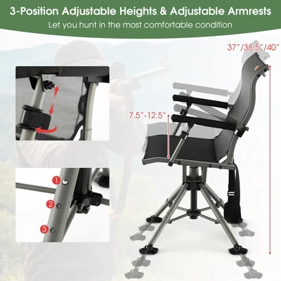 Costway 360 Degree Silent Swivel Hunting Chair W/ All-terrain Feet Pads Support 400 LBS 5 Costway 360 Degree Silent Swivel Hunting Chair W/ All-terrain Feet Pads Support 400 LBS - Image 5