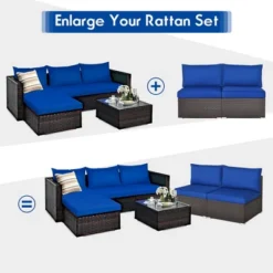 Costway 2PCS Patio Rattan Armless Sofa Sectional Furniture W/Navy Cushion 13 Costway 2PCS Patio Rattan Armless Sofa Sectional Furniture W/Navy Cushion -Outdoor Deals Garden Store GUEST b83f12b3 4674 4ab2 a0f0 9f20677f6823 1