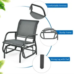 Costway 2PCS Patio Swing Glider Chair Single Rocking Chair Yard Outdoor Grey -Outdoor Deals Garden Store GUEST b9259ade 2233 42c9 82a4 fcb5a45e5cd9