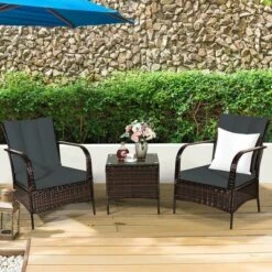 Costway 3 PCS Patio Rattan Furniture Set Coffee Table & 2 Rattan Chair W/Gray Cushions 11 Costway 3 PCS Patio Rattan Furniture Set Coffee Table & 2 Rattan Chair W/Gray Cushions -Outdoor Deals Garden Store GUEST b96352c5 33b3 44ea a52c a74ffed270e1