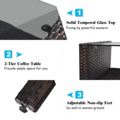 Costway 8PCS Patio Rattan Sectional Furniture Set Loveseat Sofa Coffee Table W/Turquoise Cushion -Outdoor Deals Garden Store GUEST b966ceff de5c 4657 9c70 c4c2ce7cca00