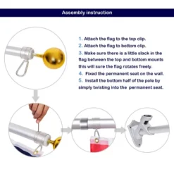 Costway American Flag Kit Wall Mount 5 Ft Spinning Pole 3'x5' US Flag Gold Ball Aluminum 12 Costway American Flag Kit Wall Mount 5 Ft Spinning Pole 3'x5' US Flag Gold Ball Aluminum -Outdoor Deals Garden Store GUEST b9958df3 6ea9 45c7 a800 563e7446f0f5