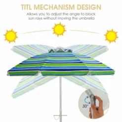 Costway 6.5FT Patio Beach Umbrella Sun Shade Tilt W/Carry Bag Turquoise -Outdoor Deals Garden Store GUEST ba97f413 0174 4dcc 9e0b a244c6f819ed
