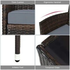 Costway 4PCS Rattan Patio Furniture Set Cushioned Sofa Chair Coffee Table -Outdoor Deals Garden Store GUEST bb8c8dcc 9d3f 40fb 8d1b 58bb1f60c42b