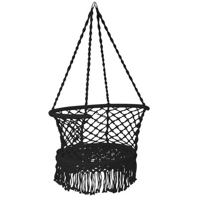 Costway Hanging Hammock Chair Cotton Rope Macrame Swing Indoor Outdoor GrayBlackTurquoise 9 Costway Hanging Hammock Chair Cotton Rope Macrame Swing Indoor Outdoor GrayBlackTurquoise - Image 9