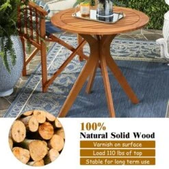 Costway 27'' Outdoor Round Table Solid Wood Coffee Side Bistro Table -Outdoor Deals Garden Store GUEST bbea9155 06d9 4404 9456 cf427537b1be