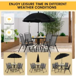 Costway 6 PCS Patio Dining Set Folding Chairs Glass Table Tilt Umbrella Garden 14 Costway 6 PCS Patio Dining Set Folding Chairs Glass Table Tilt Umbrella Garden -Outdoor Deals Garden Store GUEST bbf64f10 8342 4385 a6b7 130a9d9962bb