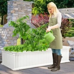48''x24''Raised Garden Bed Rectangle Plant Box Planter Flower Vegetable White -Outdoor Deals Garden Store GUEST bce428f7 cfe8 457e b9f2 063896a47128