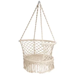 Costway Hanging Hammock Chair Macrame Swing Hand Woven Cotton Backrest -Outdoor Deals Garden Store GUEST bd09c62a 48c6 4fd0 88fc 5f01f740bff0