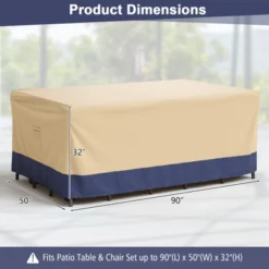 Outdoor Deals Garden Store 12 Costway Patio 90''x50'' Dining Set Cover Rectangle Table Chair Waterproof Handle Air Vent