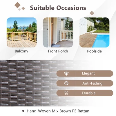 Costway 3PCS Patio Rattan Wicker Rocking Chairs Table Bistro Set Cushioned Rocker Garden 6 Costway 3PCS Patio Rattan Wicker Rocking Chairs Table Bistro Set Cushioned Rocker Garden - Image 6