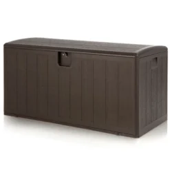 Costway 105 Gallon Outdoor Resin Deck Box All Weather Lockable Storage Container Brown -Outdoor Deals Garden Store GUEST be27863c 2c8b 4dea b9b1 5f483bdd1793