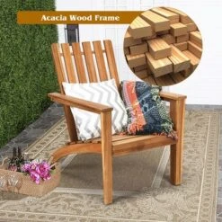 Costway Patio Acacia Wood Adirondack Chair Lounge Armchair Durable Outdoor Garden Yard -Outdoor Deals Garden Store GUEST be9d7a72 d332 4063 9925 adf3dc42e22f