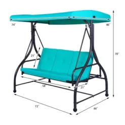 Costway Converting Outdoor Swing Canopy Hammock 3 Seats Patio Deck Furniture Turquoise -Outdoor Deals Garden Store GUEST be9f2999 9a60 44f8 8c29 06bbd880df96