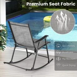 Costway 2pcs Patio Folding Rocking Chair Heavy-Duty Metal Frame Rockers Outdoor -Outdoor Deals Garden Store GUEST beb97336 f681 4b54 b095 f397789dc475
