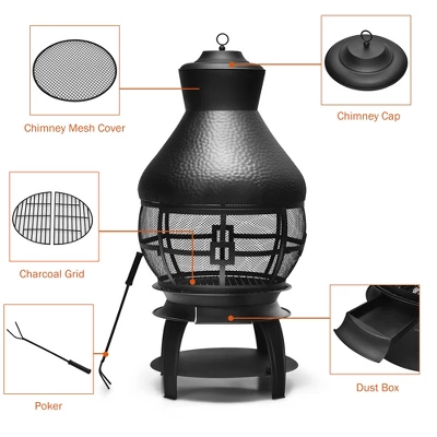 Costway Patio Fire Pit Chimenea Fireplace Wood Burning Heater Garden Backyard 8 Costway Patio Fire Pit Chimenea Fireplace Wood Burning Heater Garden Backyard - Image 8
