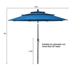 Costway 10ft 3 Tier Patio Market Umbrella Aluminum Sunshade Shelter Double Vented
