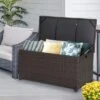 Costway 50 Gallon Patio Rattan Wicker Storage Deck Box Container Wheels W/Liner