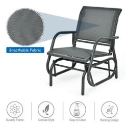 Costway 2PCS Patio Swing Glider Chair Single Rocking Chair Yard Outdoor Grey -Outdoor Deals Garden Store GUEST c0825573 1341 48bc bfd6 2f6aff0345c1