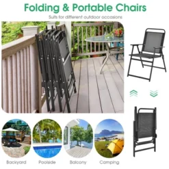 Costway 2pcs Patio Folding Chairs Heavy-Duty Metal Frame Armrests Portable Outdoor -Outdoor Deals Garden Store GUEST c1459037 9a40 4f16 8fe4 7ff8f9bcf634