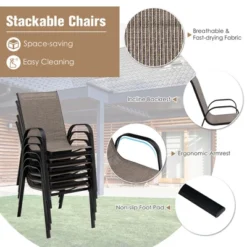 Costway 7PCS Patio Dining Set 6 Stackable Chairs Glass Table Umbrella Hole Yard 14 Costway 7PCS Patio Dining Set 6 Stackable Chairs Glass Table Umbrella Hole Yard -Outdoor Deals Garden Store GUEST c210271a e771 481c 80dc 17527adff639