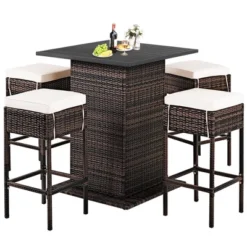Costway Patio 5PCS Rattan Bar Table Stool Set Hidden Storage Shelf Cushioned 16 Costway Patio 5PCS Rattan Bar Table Stool Set Hidden Storage Shelf Cushioned -Outdoor Deals Garden Store GUEST c23e28bd 9489 4d58 8bfc b05633c780e2