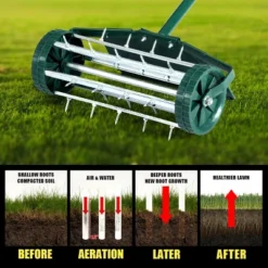 Costway 18-inch Rolling Lawn Aerator Rotary Push Tine Spike Soil Aeration W/Fender -Outdoor Deals Garden Store GUEST c2e01df5 8095 4a41 a86e 7d89e0aad79e