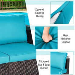 Costway 4PCS Patio Rattan Corner Sofa With Blue Cushion -Outdoor Deals Garden Store GUEST c2ee8087 fc80 4eb2 b9f1 5e2ef227afb3