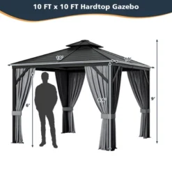 Costway 10' X 10' Patio Double-Top Hardtop Gazebo Galvanized Steel Roof Aluminum Frame -Outdoor Deals Garden Store GUEST c30cb31d 0307 499f a265 680fd0144306