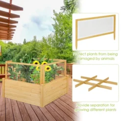 Costway Raised Garden Bed Wooden Garden Box With 9 Grids & Critter Guard Fence -Outdoor Deals Garden Store GUEST c3292c48 a396 4c8d ac86 6fb76056ad73