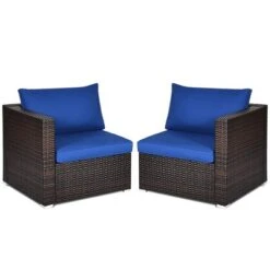 Costway 4PCS Patio Rattan Corner Sofa Sectional Furniture Set Navy Cushion -Outdoor Deals Garden Store GUEST c374fb0d 0d94 4804 abd1 5ea9cff08064 1