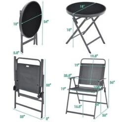 Costway 3PCS Outdoor Bistro Set Folding Table And Chairs Garden Deck Black -Outdoor Deals Garden Store GUEST c4458c3f 1aaf 4d78 b70e 1dd0be17437b