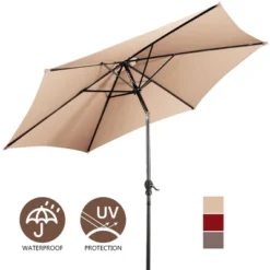 Costway 10FT Patio Umbrella 6 Ribs Market Steel Tilt W/Crank Outdoor Garden Beige -Outdoor Deals Garden Store GUEST c45ae23f 8195 4174 9f03 24fbaedce40d