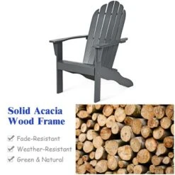 Costway Outdoor Adirondack Chair Solid Wood Durable Patio Garden Furniture GrayNaturalWhite -Outdoor Deals Garden Store GUEST c5c29ec1 9543 44f9 9cf7 d7ec923a9b14