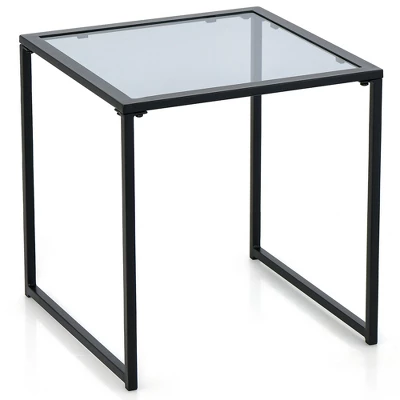 Costway Patio Side Table Outdoor 17'' Tempered Glass End Coffee Table For Porch Garden 9 Costway Patio Side Table Outdoor 17'' Tempered Glass End Coffee Table For Porch Garden - Image 9