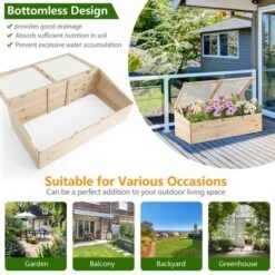 Costway Wooden Cold Frame Greenhouse Flower Planter Raised Plants Bed Protection -Outdoor Deals Garden Store GUEST c5f21732 6871 4941 8ae5 db396f1258db
