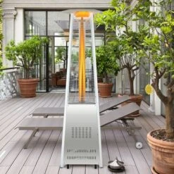 Costway 42,000 BTU Stainless Steel Pyramid Patio Heater Glass Tube Flame W/ Wheels -Outdoor Deals Garden Store GUEST c7120d18 77ea 4722 94af fd1e23a121a4