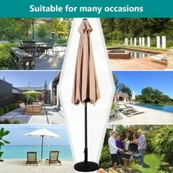 Costway 10FT Patio Umbrella 6 Ribs Market Steel Tilt W/Crank Outdoor Garden Beige -Outdoor Deals Garden Store GUEST c726f2b6 88cc 4882 a73e 8731a0f6dd16