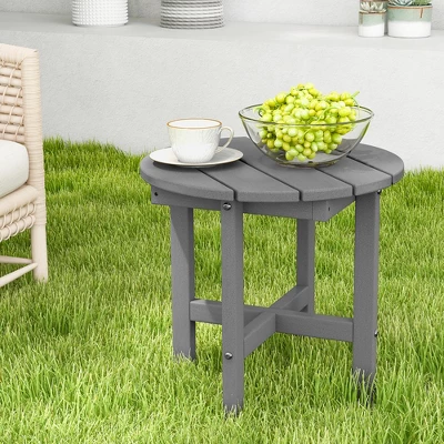 Costway Patio 18'' Adirondack Round Side Table All Weather HDPE End Table Outdoor Grey 1 Costway Patio 18'' Adirondack Round Side Table All Weather HDPE End Table Outdoor Grey