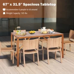 Costway Patio Rectangle Acacia Wood Dining Table Spacious Slatted Top Up To 6 Outdoor -Outdoor Deals Garden Store GUEST c97d2db2 4c79 45bb a1a3 5468e19df18c